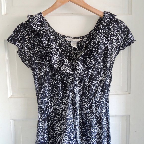 Nomadic Traders Black & White Ruffle Neck Dress M - Picture 3 of 10